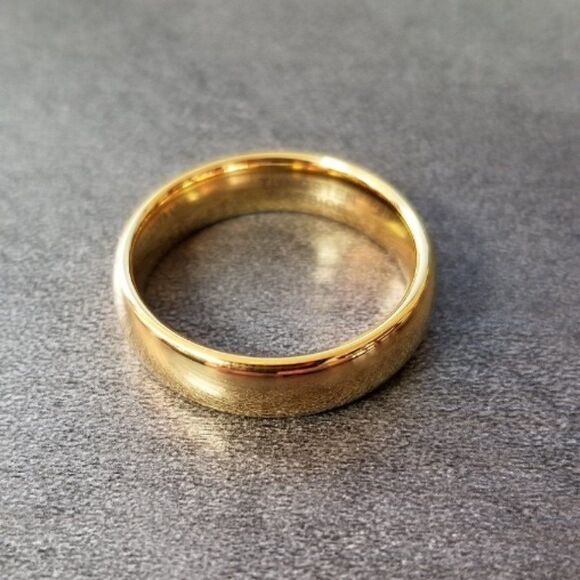 Personalized Men's Real Gold Tungsten Wedding Ring Dome Band 14k Gold Coated - Picture 7 of 10